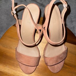 Blush colored Loft wedge heels